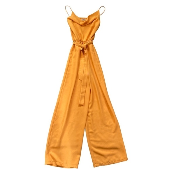 H2O Italia Tinomi Cowl Neck Wide Leg Jumpsuit with detachable Belt in Marigold - Picture 2 of 13